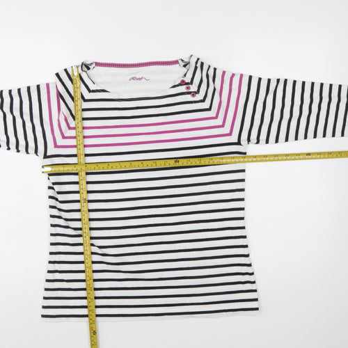 Dash Womens Multicoloured Striped Boat Neck Long Sleeve Cotton T-Shirt Size 12