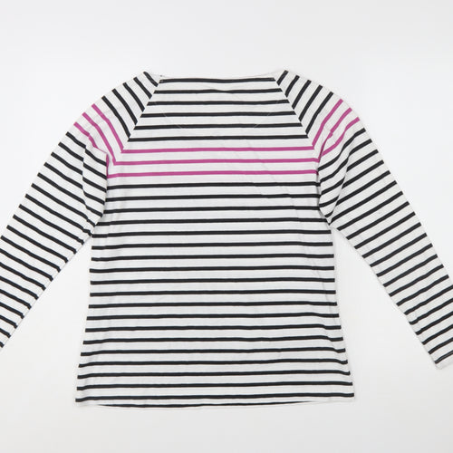 Dash Womens Multicoloured Striped Boat Neck Long Sleeve Cotton T-Shirt Size 12