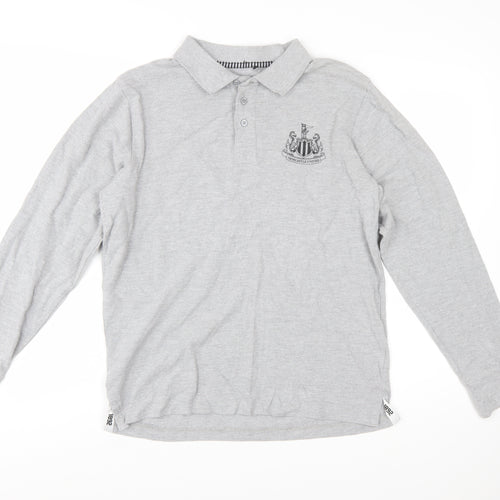 Newcastle United Grey Long Sleeve Polo Shirt Men's Small