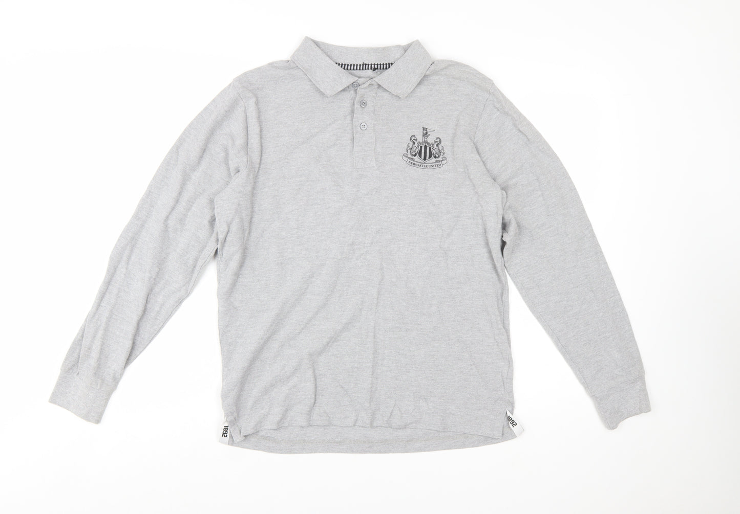 Newcastle United Grey Long Sleeve Polo Shirt Men's Small