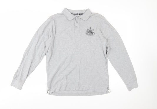 Newcastle United Grey Long Sleeve Polo Shirt Men's Small