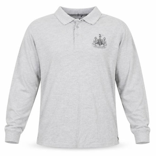 Newcastle United Grey Long Sleeve Polo Shirt Men's Small