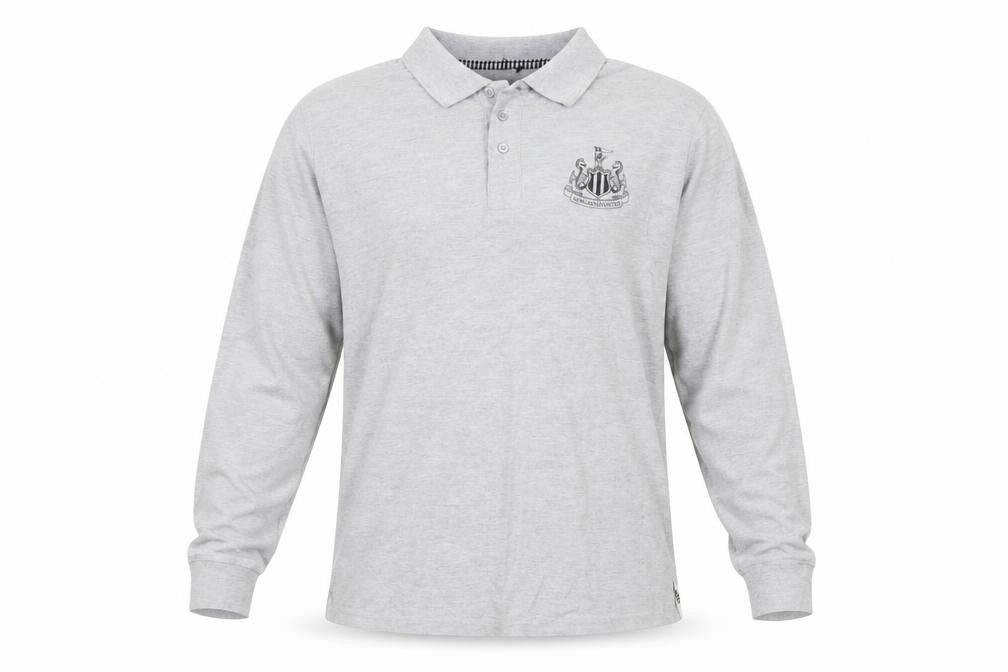 Newcastle United Grey Long Sleeve Polo Shirt Men's Small