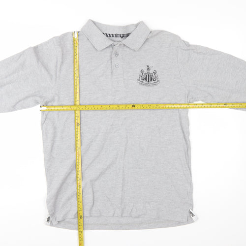 Newcastle United Grey Long Sleeve Polo Shirt Men's Small