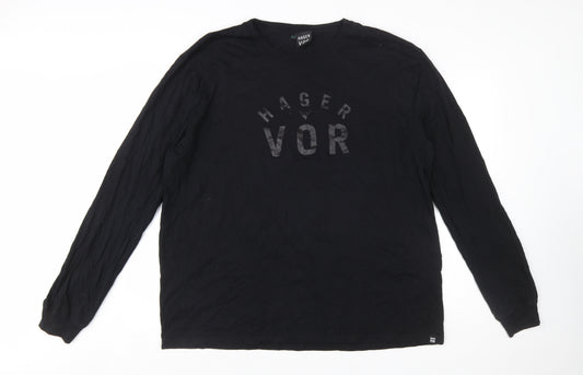 Hager Vor Men's Black 2XL Long Sleeve Graphic Cotton T-Shirt