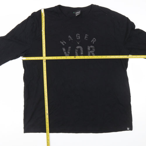 Hager Vor Men's Black 2XL Long Sleeve Graphic Cotton T-Shirt