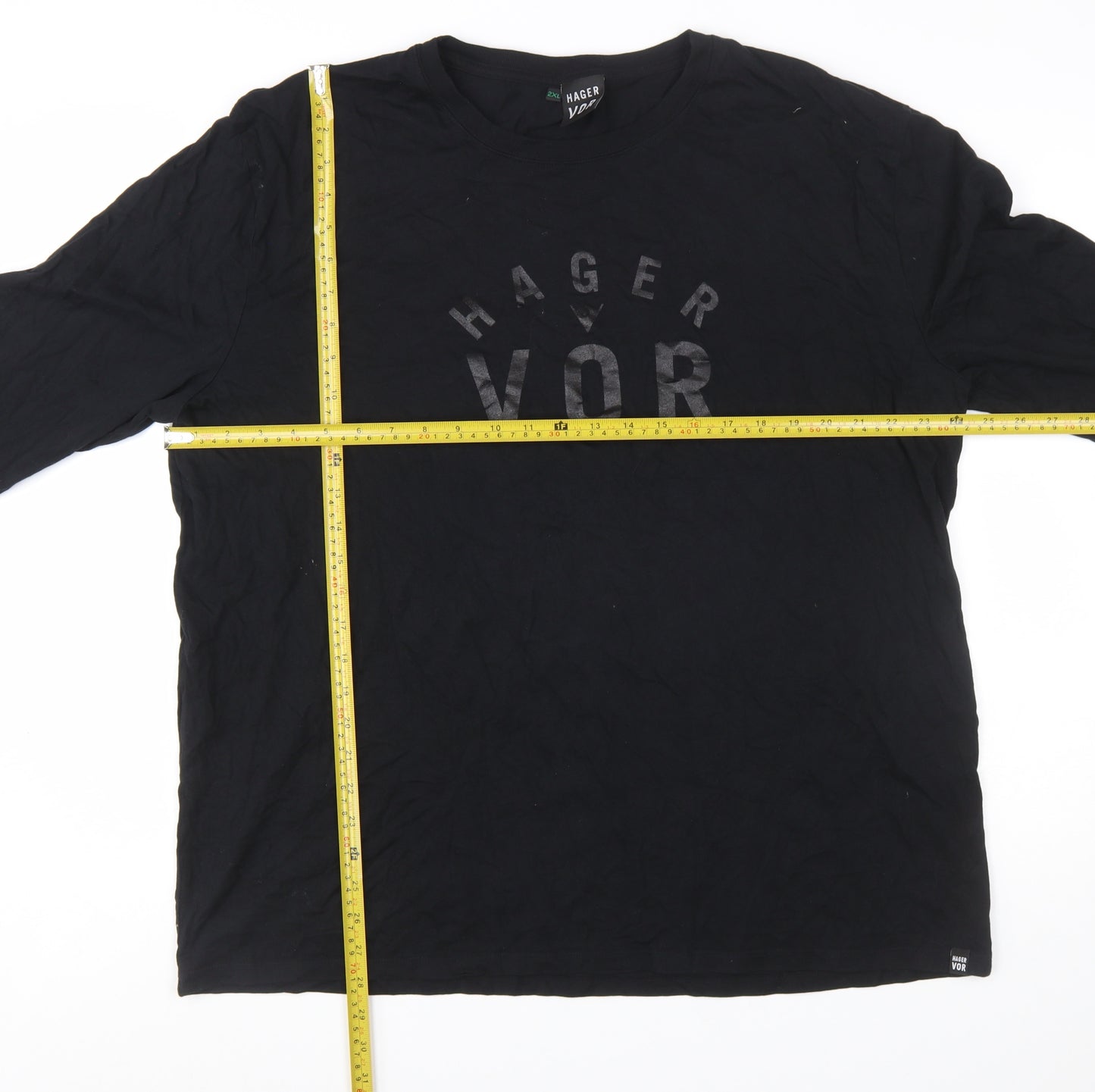 Hager Vor Men's Black 2XL Long Sleeve Graphic Cotton T-Shirt