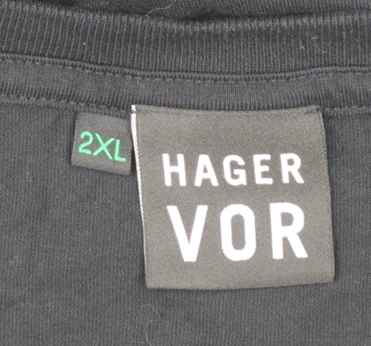 Hager Vor Men's Black 2XL Long Sleeve Graphic Cotton T-Shirt