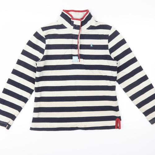 Joules Women’s Navy Stripe Henley Sweatshirt Size 12 Cotton