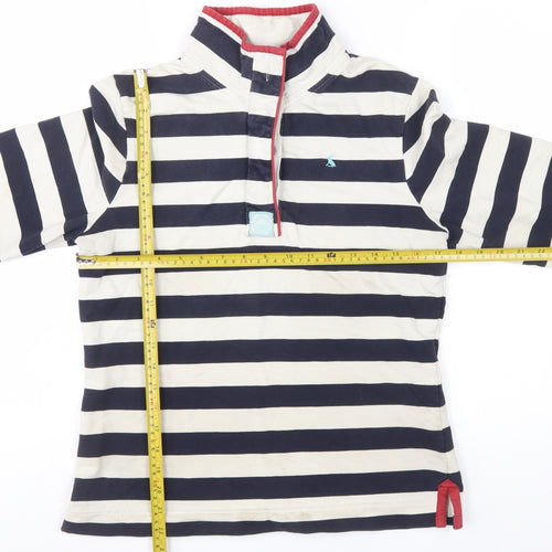 Joules Women’s Navy Stripe Henley Sweatshirt Size 12 Cotton