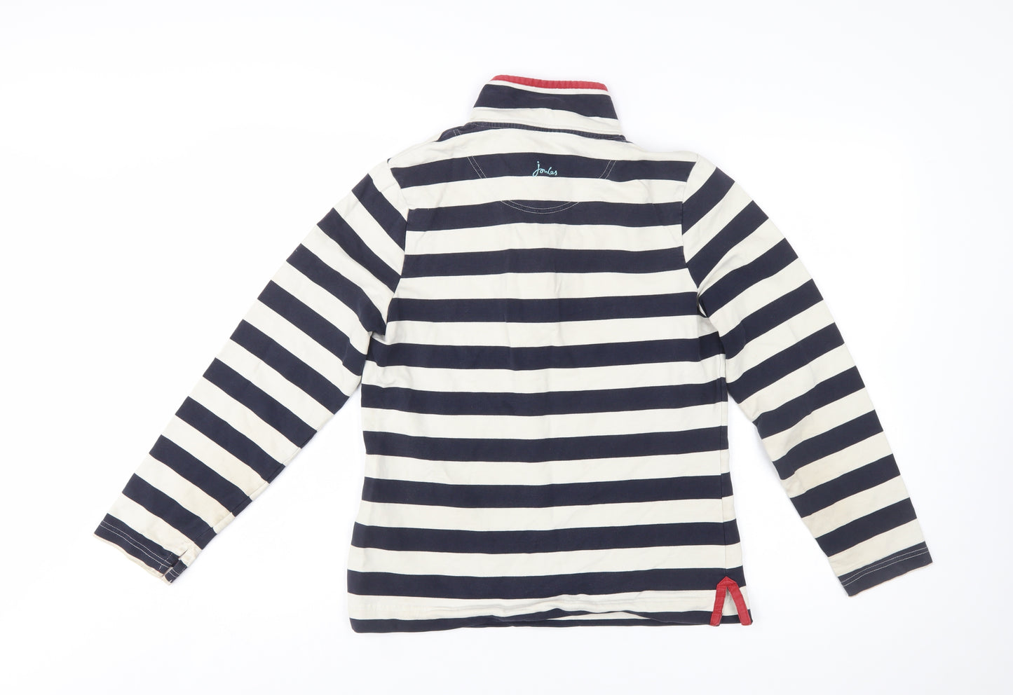 Joules Women’s Navy Stripe Henley Sweatshirt Size 12 Cotton