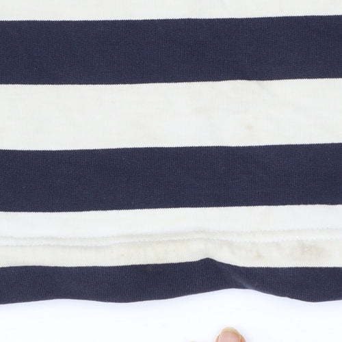 Joules Women’s Navy Stripe Henley Sweatshirt Size 12 Cotton