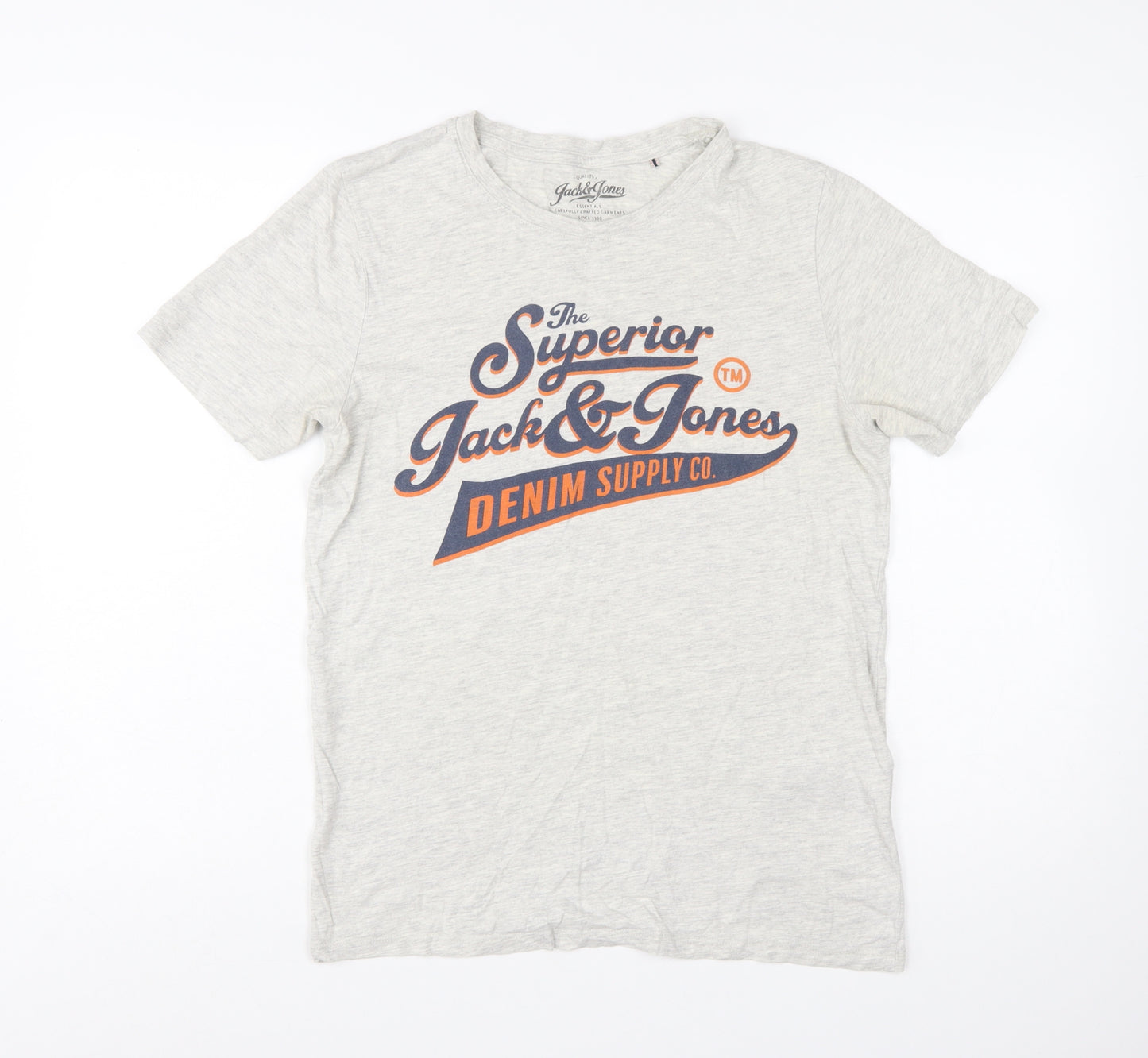 Jack & Jones Men's Grey Graphic Print T-Shirt Size S