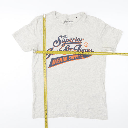 Jack & Jones Men's Grey Graphic Print T-Shirt Size S