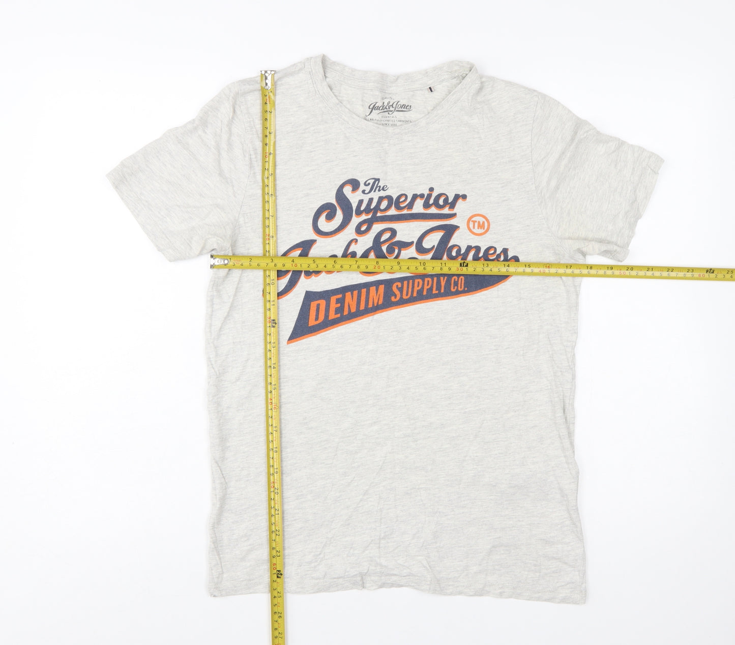 Jack & Jones Men's Grey Graphic Print T-Shirt Size S