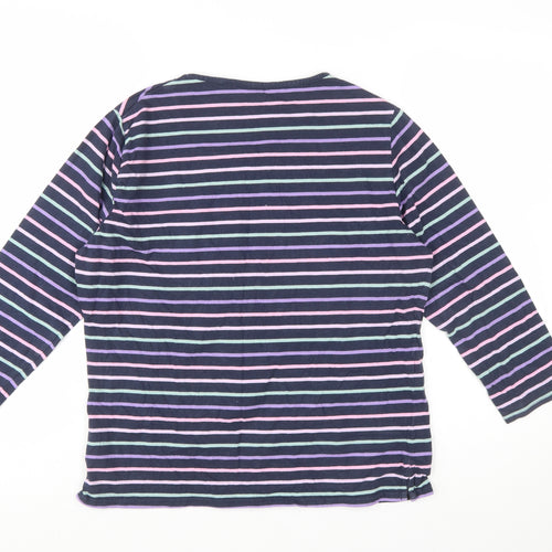 Isle Essentials Womens Multicoloured Striped Cotton 3/4 Sleeve Top Size 14