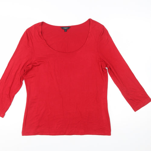 Hobbs Women’s Red 3/4 Sleeve Basic Scoop Neck Jersey Top L