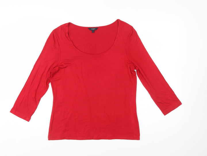 Hobbs Women’s Red 3/4 Sleeve Basic Scoop Neck Jersey Top L