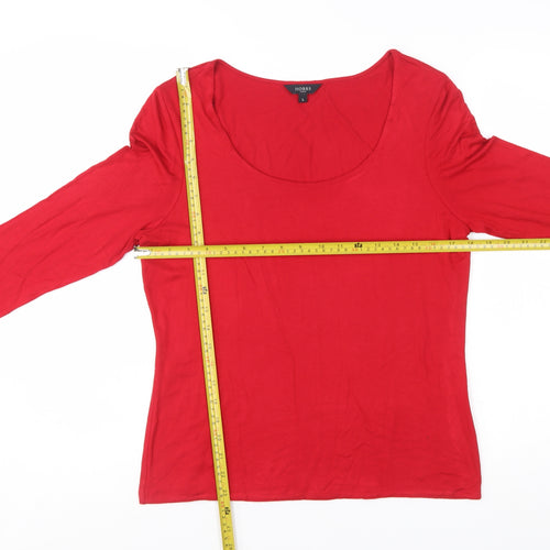 Hobbs Women’s Red 3/4 Sleeve Basic Scoop Neck Jersey Top L