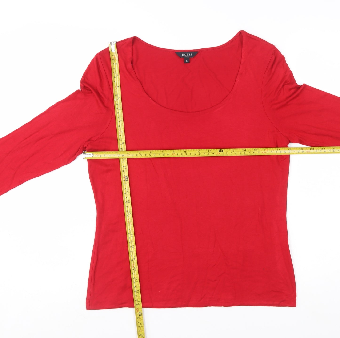 Hobbs Women’s Red 3/4 Sleeve Basic Scoop Neck Jersey Top L