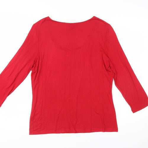 Hobbs Women’s Red 3/4 Sleeve Basic Scoop Neck Jersey Top L