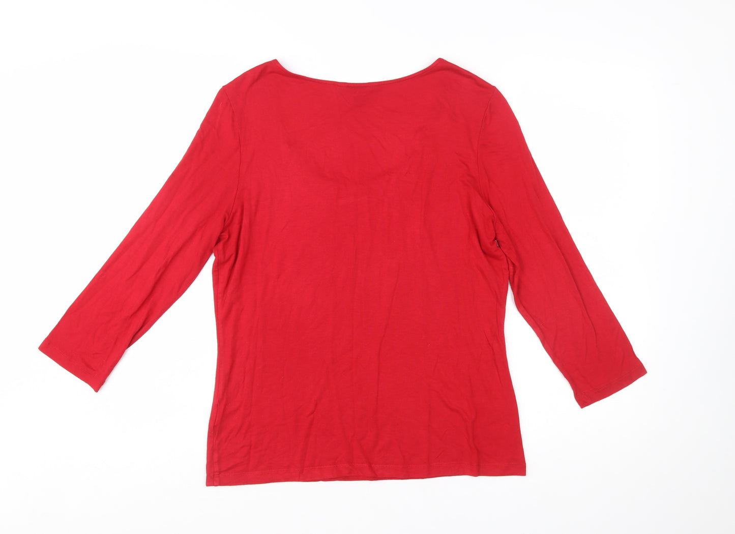Hobbs Women’s Red 3/4 Sleeve Basic Scoop Neck Jersey Top L