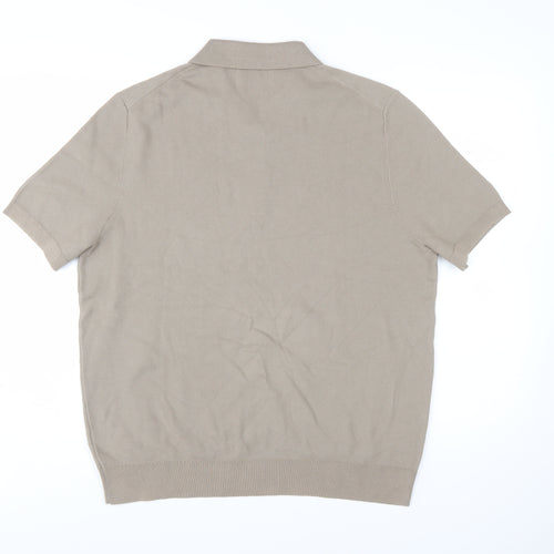 Marks and Spencer Men's Beige Cotton Rich Polo Shirt XL