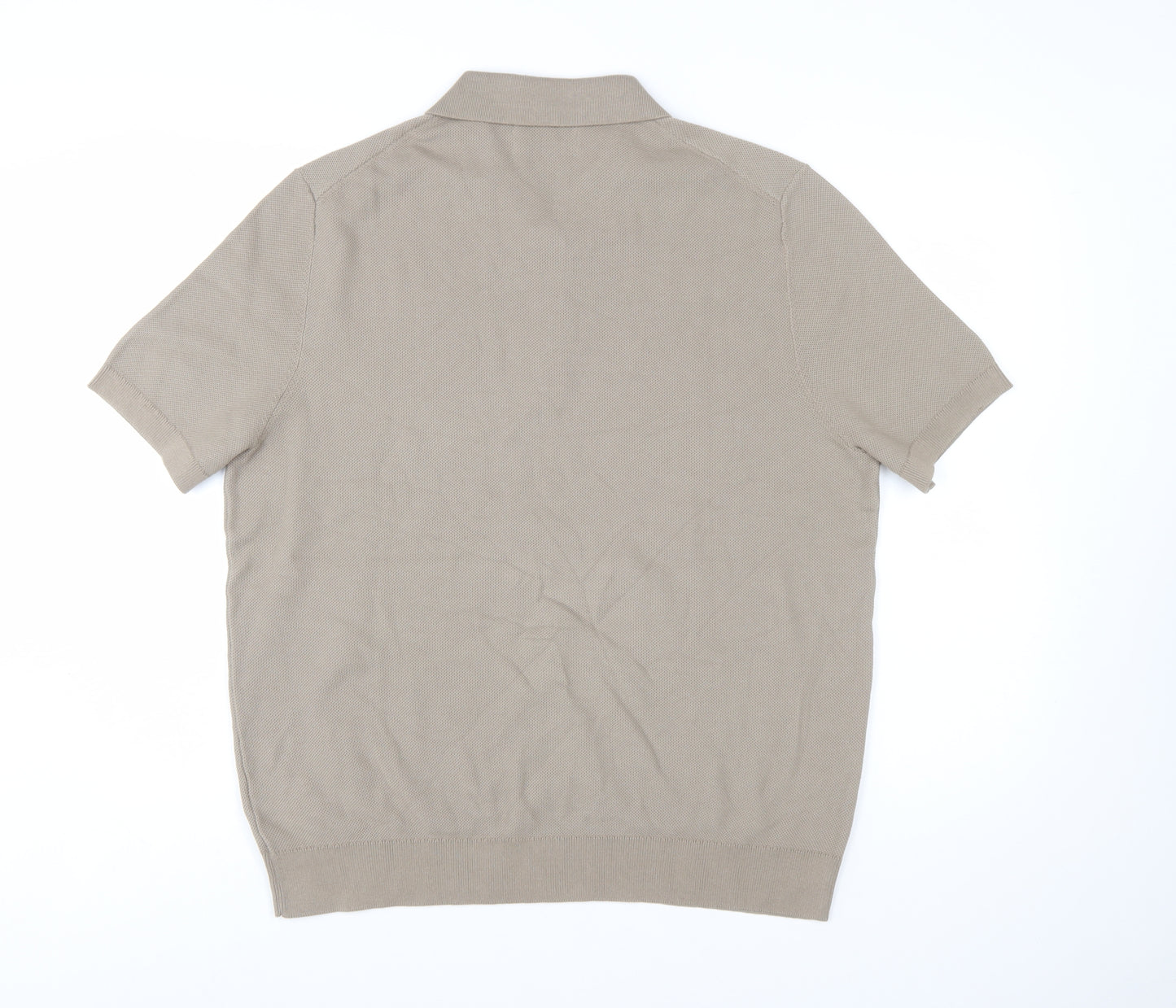 Marks and Spencer Men's Beige Cotton Rich Polo Shirt XL