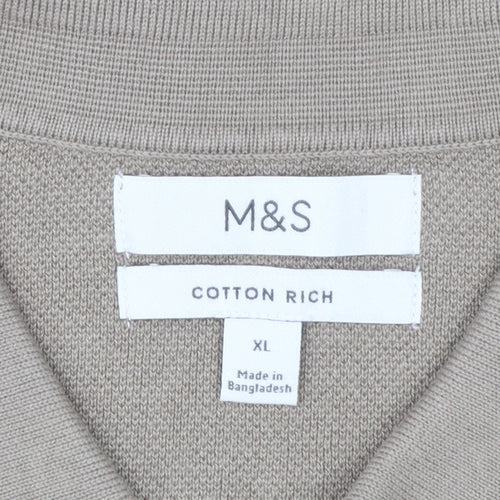 Marks and Spencer Men's Beige Cotton Rich Polo Shirt XL