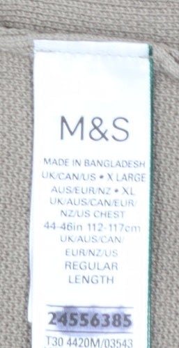 Marks and Spencer Men's Beige Cotton Rich Polo Shirt XL