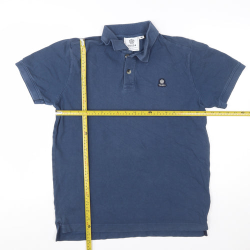 TOG24 Men's Blue Classic Cotton Short Sleeve Polo Shirt Size M
