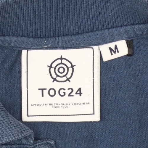 TOG24 Men's Blue Classic Cotton Short Sleeve Polo Shirt Size M