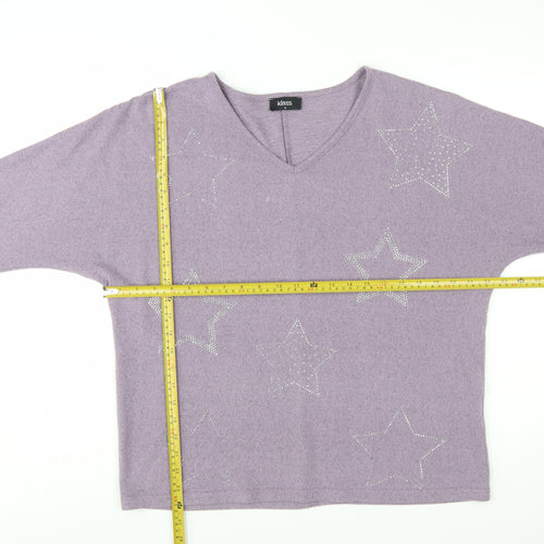 Klass Women’s Purple Rhinestone Star V-Neck Jumper M