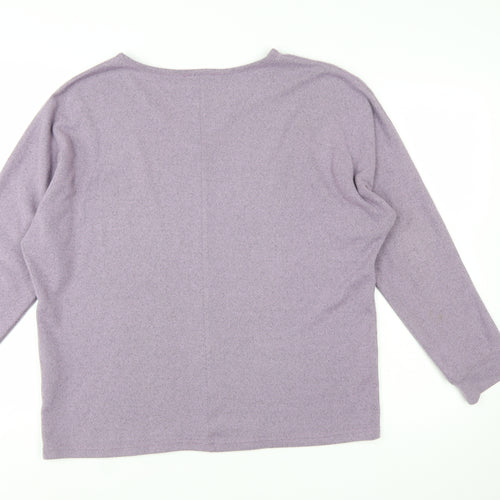 Klass Women’s Purple Rhinestone Star V-Neck Jumper M
