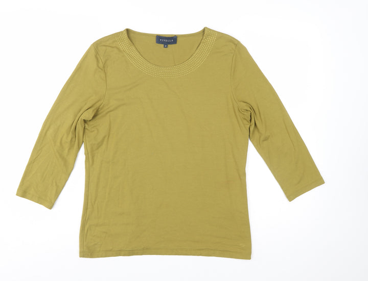Viyella Women's Green 3/4 Sleeve Stretch Jersey Top Size M
