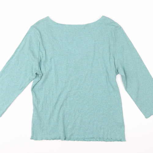 Marks and Spencer Per Una Green Embroidered Cotton Women's Size 16 Top