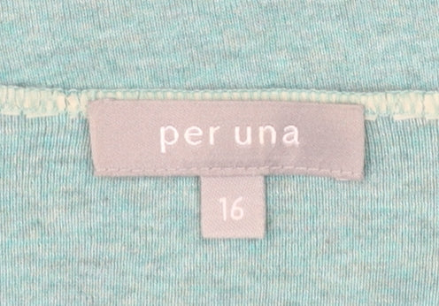 Marks and Spencer Per Una Green Embroidered Cotton Women's Size 16 Top