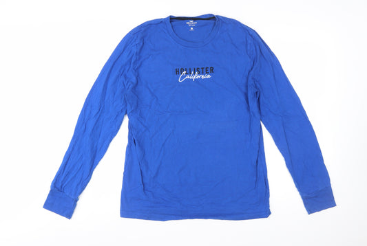 Hollister Men’s Blue Long Sleeve Cotton Crew Neck T-Shirt Size M