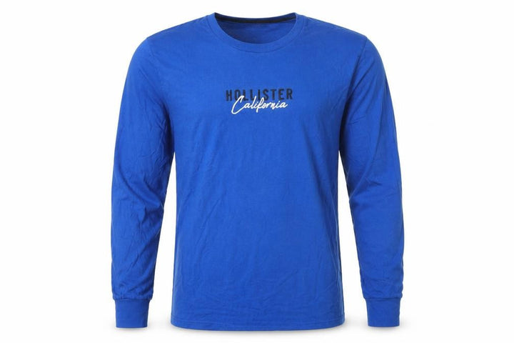 Hollister Men’s Blue Long Sleeve Cotton Crew Neck T-Shirt Size M