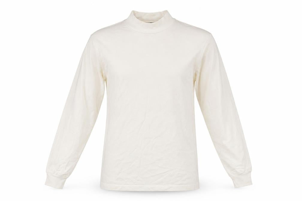 Front view of Lands' End Women's Ivory Mock Neck Long Sleeve Cotton Top M