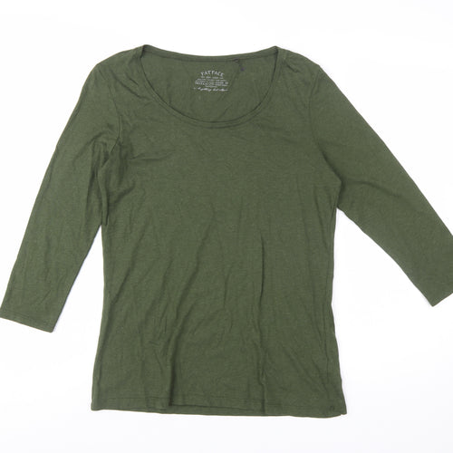 FatFace Women Green 3/4 Sleeve Basic Jersey T-Shirt Size 12