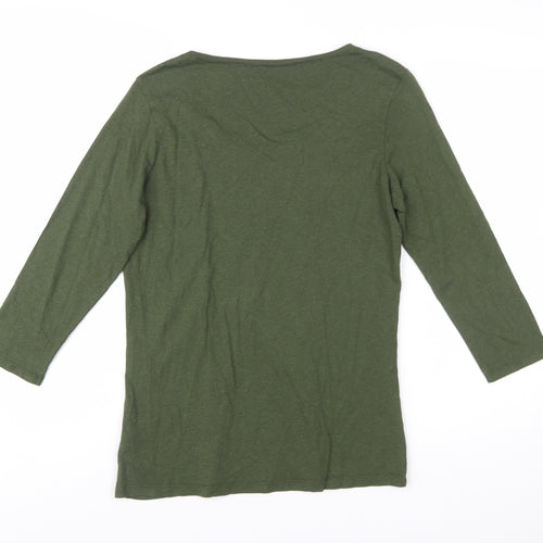 FatFace Women Green 3/4 Sleeve Basic Jersey T-Shirt Size 12