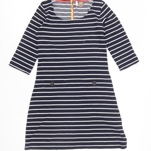 Joules Womens Blue Striped Shift Dress Size 10 3/4 Sleeve