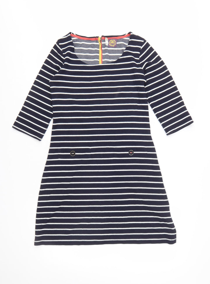 Joules Womens Blue Striped Shift Dress Size 10 3/4 Sleeve