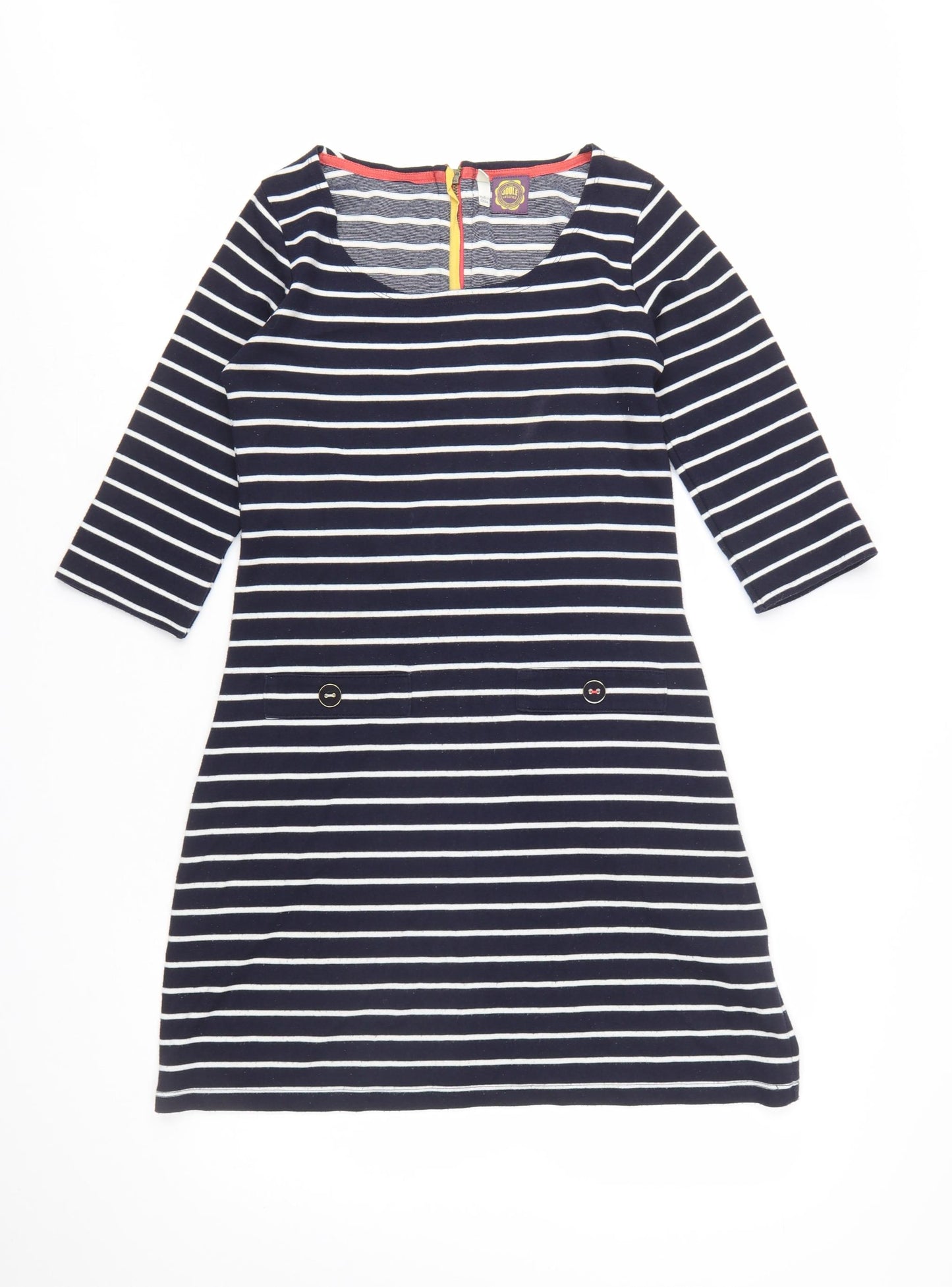 Joules Womens Blue Striped Shift Dress Size 10 3/4 Sleeve