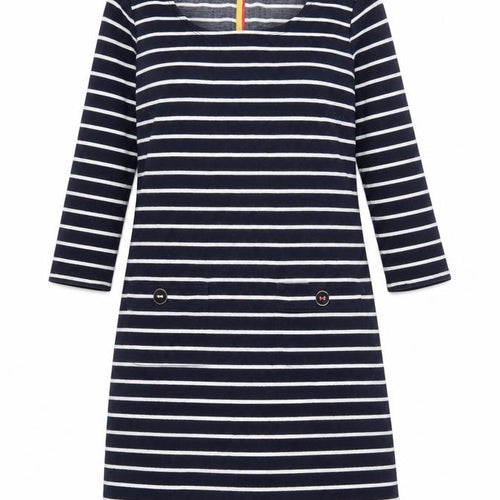 Joules Womens Blue Striped Shift Dress Size 10 3/4 Sleeve