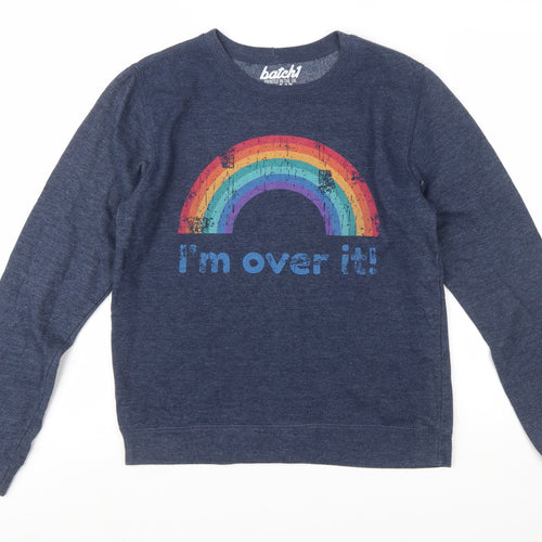 Batch1 Women's Blue Rainbow Graphic Pullover Sweatshirt Medium