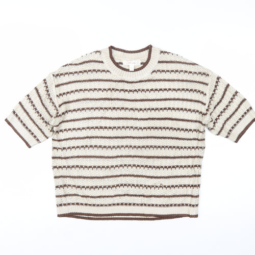 Marks and Spencer Per Una Women’s Beige Striped Knit Jumper M