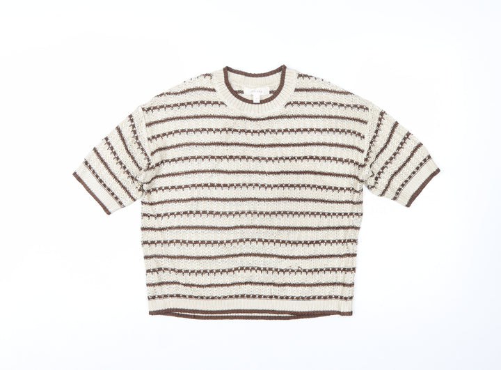 Marks and Spencer Per Una Women’s Beige Striped Knit Jumper M