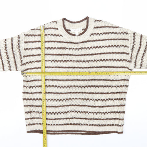 Marks and Spencer Per Una Women’s Beige Striped Knit Jumper M